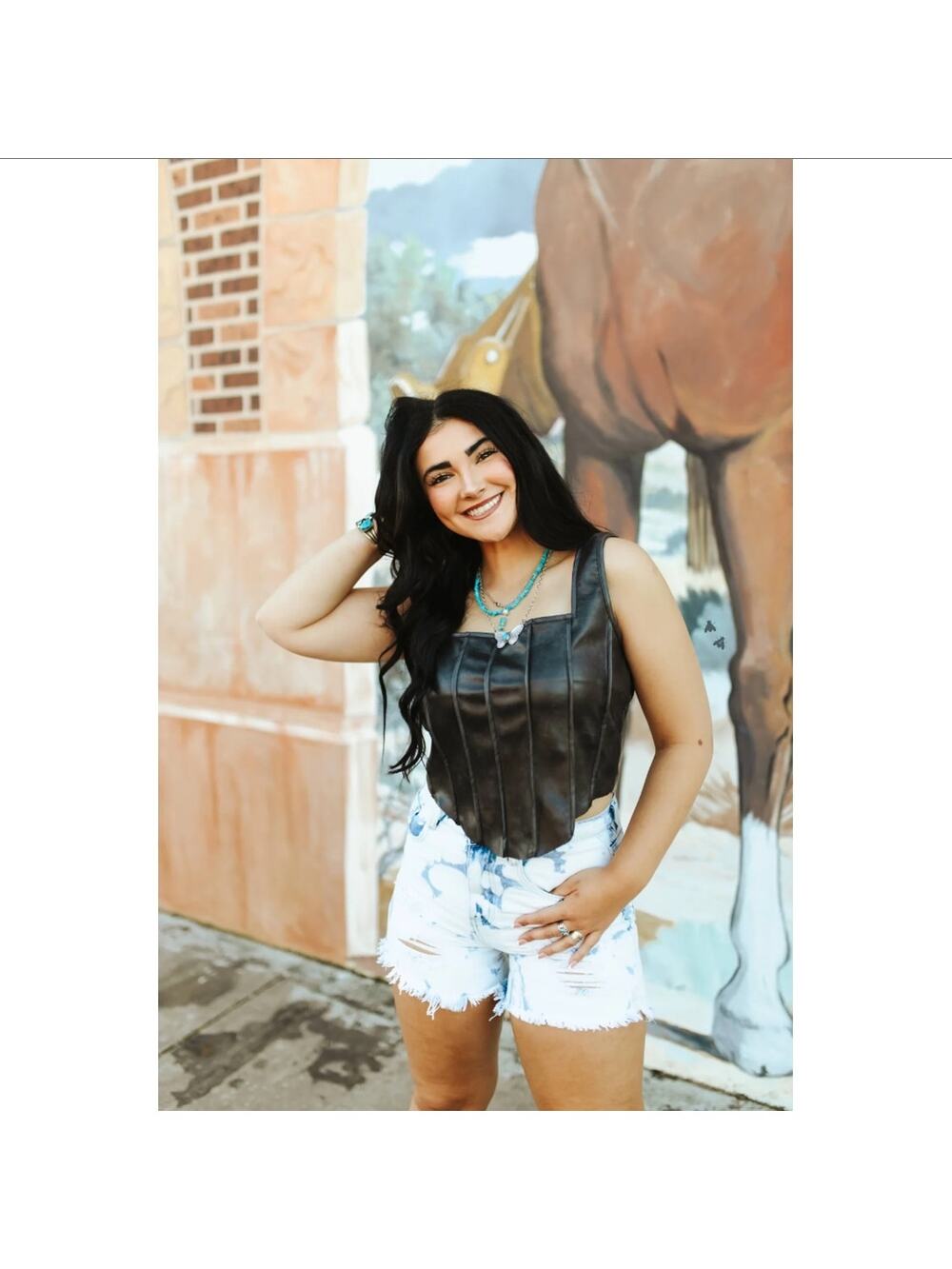 NWT 2Fly Faux Leather Corset Top Black Western Boutique Womens XS/S